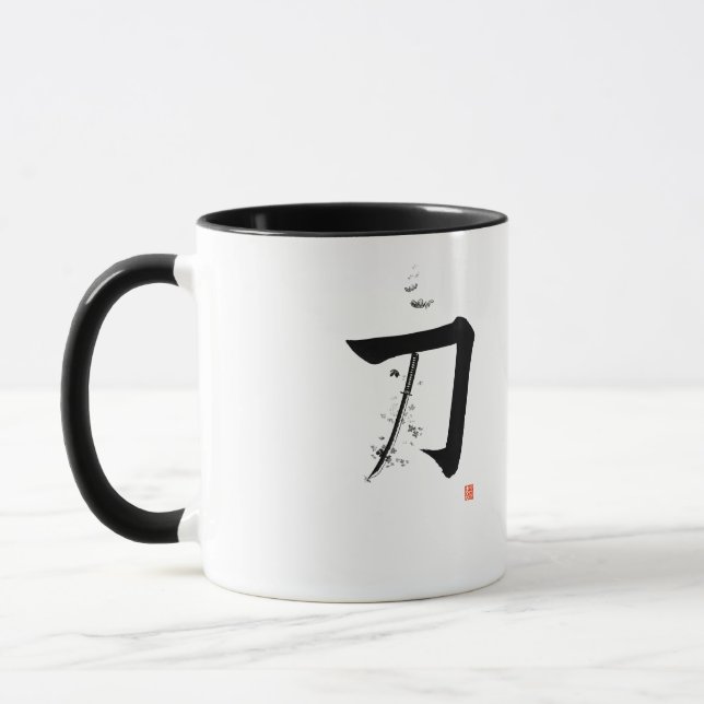Katana 刀 - Svärdet (japansk kalligrafi) Mugg (Vänster)