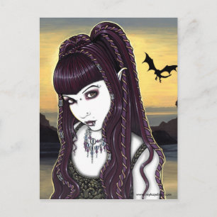 Katana Gothic Dragon Goddess vykort
