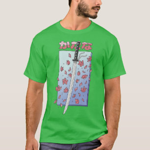 Katana Japanska Anime Sakura Cherry Blommar Sword T Shirt