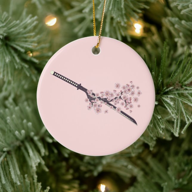 Katana med sakura gren julgransprydnad keramik (Träd)