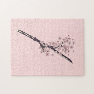 Katana med sakura gren pussel