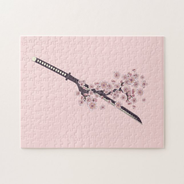 Katana med sakura gren pussel (Horisontell)