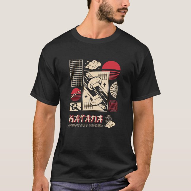 Katana Samurai Warrior Japanska Streetwear T Shirt (Framsida)