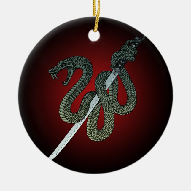 Katana Snake 1 Julgransprydnad Keramik (Framsidan)