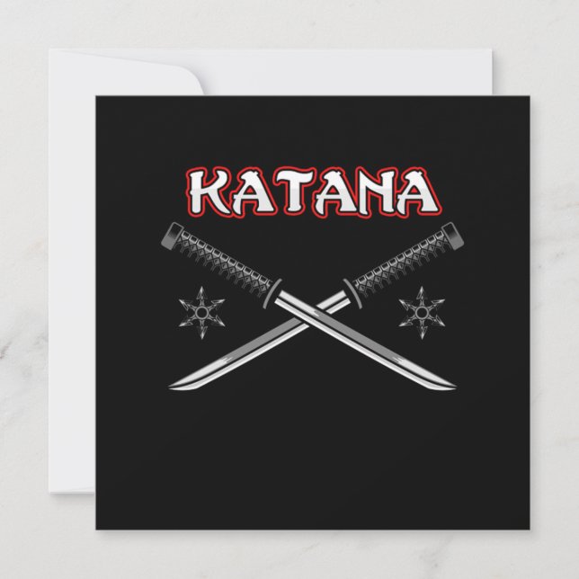 Katana Sword Ninja Japansk Art Japan Samurai Gift Inbjudningar (Framsida)