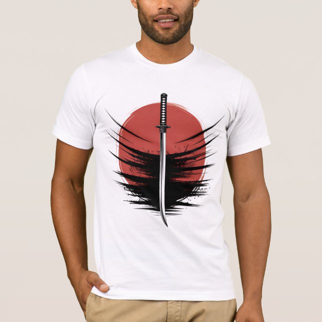 Katana Sword T-Shirt | Japanese Rising Sun, Samura (Framsida)