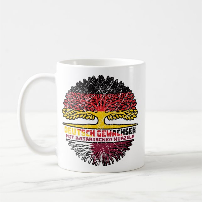 Katar Katarisch Deutsch Deutschland Baum Wurzel Kaffemugg (Vänster)