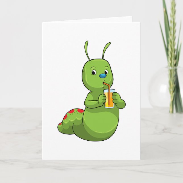 Katarpill med glas apelsinjuice kort (Framsida)