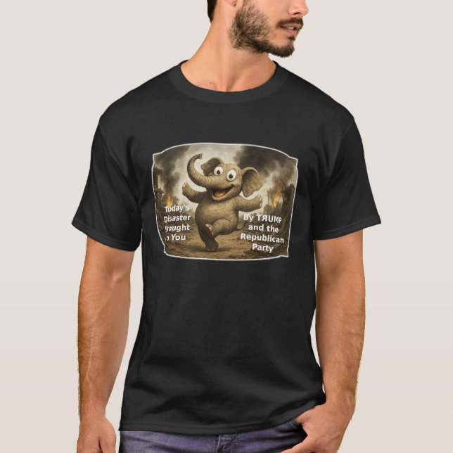 Katastrof elefant tecknad film t shirt (Framsida)