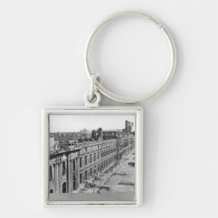 Katastrofer av krig fyrkantig silverfärgad nyckelring