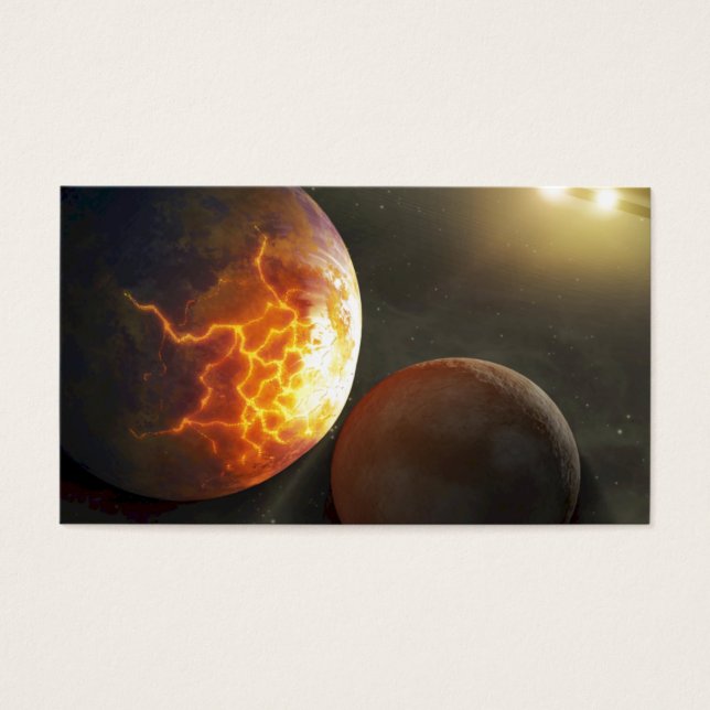 Katastrofillustration utanför planeten visitkort (Framsidan)