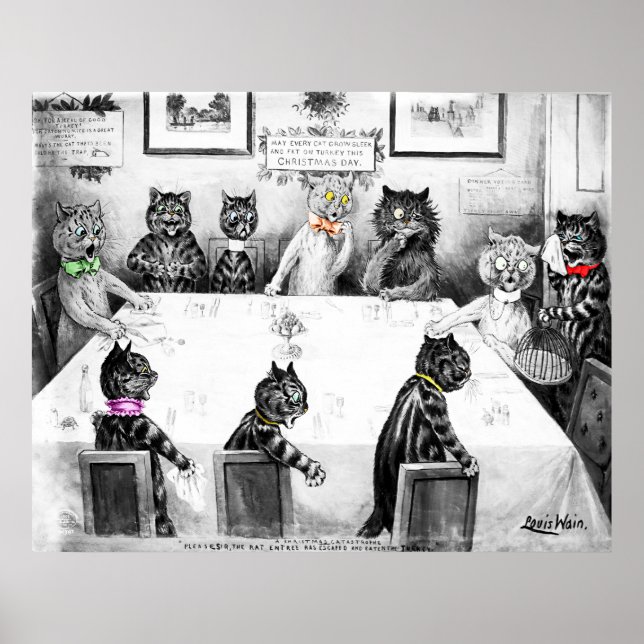 Katastrofrin vid jul av Louis Wain Poster (Framsidan)