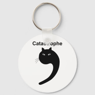 Katastrofrisk koma svart katt funny som säger katt nyckelring
