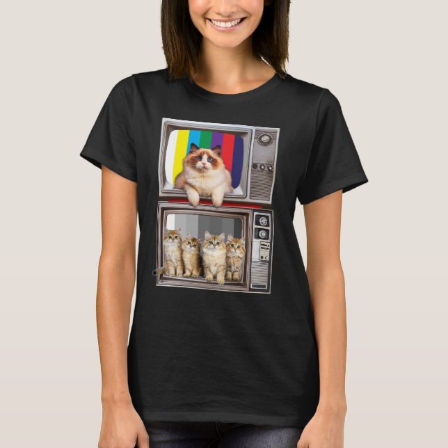 Katavision Old school Cats och Television T Shirt (Framsida)