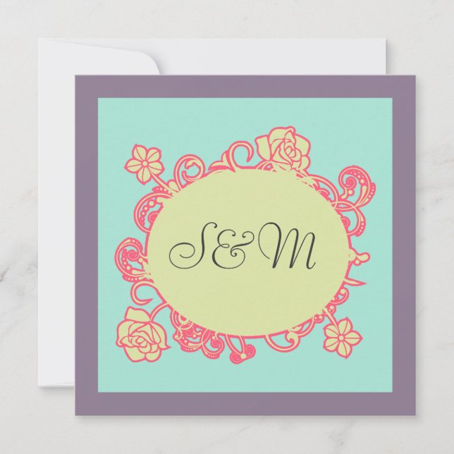 Katb för inbjudan för bröllop för Bismillah blomma (Framsida)