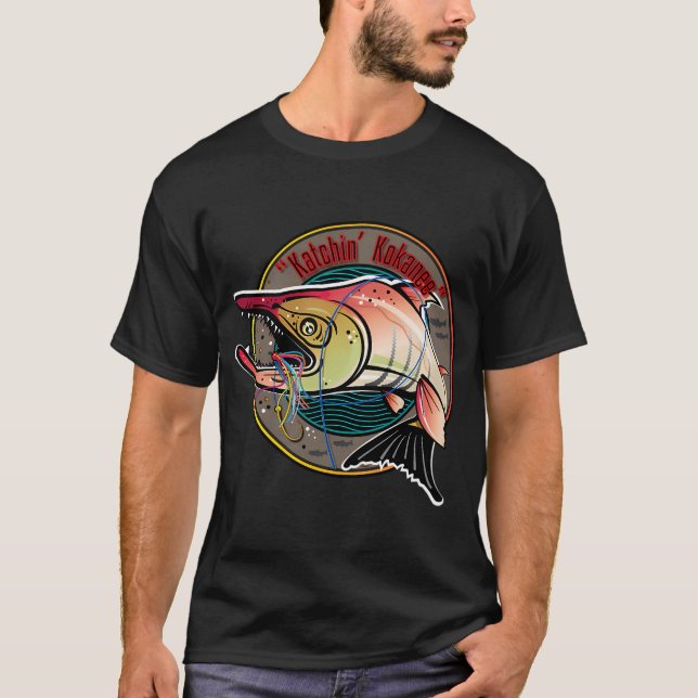 Katchin' Kokanee Fiske Konst T Shirt (Framsida)