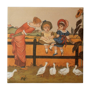 Kate Greenaway, ankor för Victoriankvinnabarn Kakelplatta