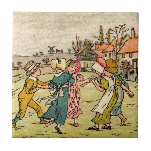 Kate Greenaway ring runt om Roseyen Kakelplatta (Framsidan)