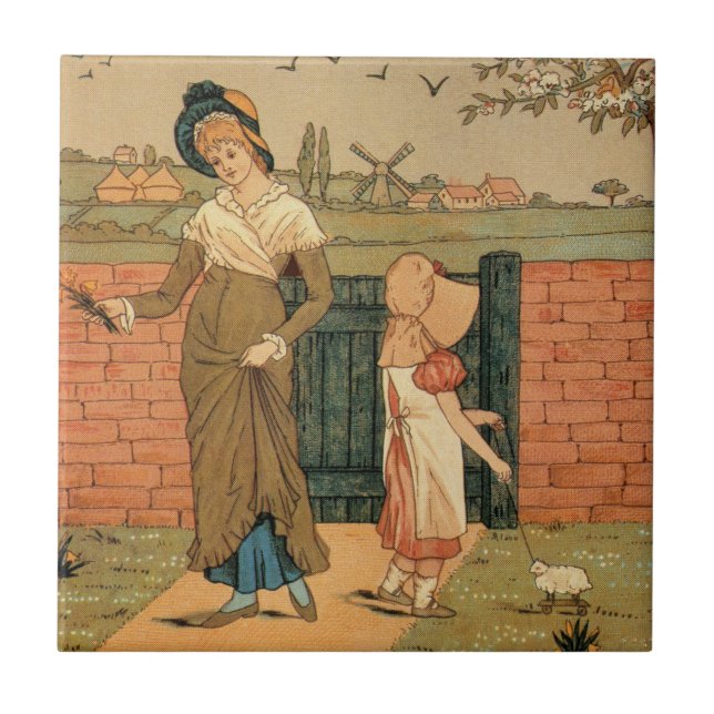 Kate Greenaway, Victorianteckningmor och barn Kakelplatta (Framsidan)