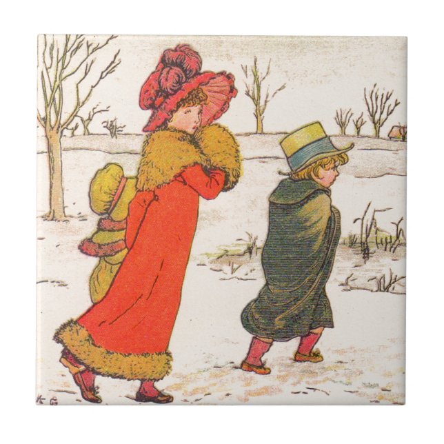 Kate Greenaway vinterplats Kakelplatta (Framsidan)