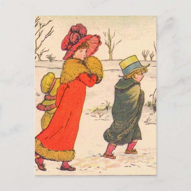 Kate Greenaway-vinterscen Vykort (Framsida)