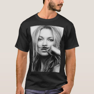 Kate Moss, Mustache, Black and White Photograph Ac T Shirt
