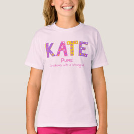 Kate namn betyder rosa lila gult Blomstjärnor T Shirt