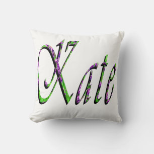 Kate, Namn, Logotyp, vit Throw Cushion Kudde