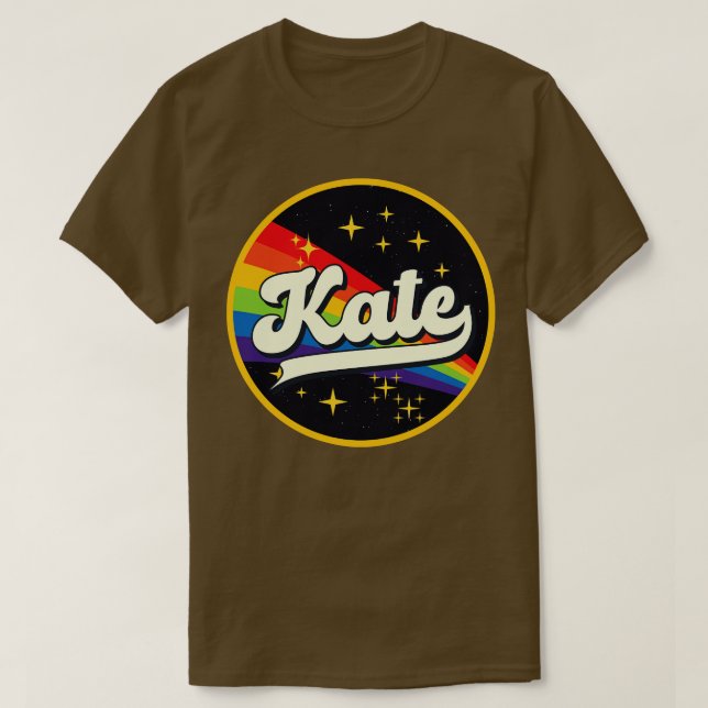 Kate Rainbow in Space Vintage Stil T Shirt (Design framsida)