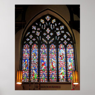 Katedral för kyrkan i väster Stached Glass Window Poster