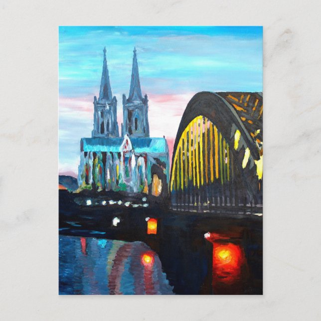 Katedral i Köln med Hohenzollernbridge Vykort (Framsida)