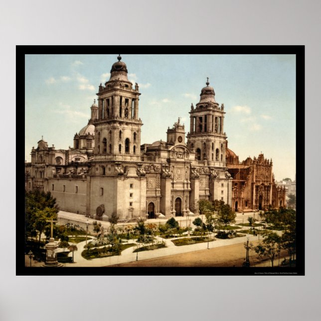 Katedral i Mexico City 1899 Poster (Framsidan)