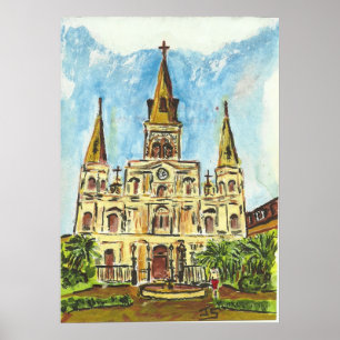 Katedral, Jackson Square, New Orleans Poster