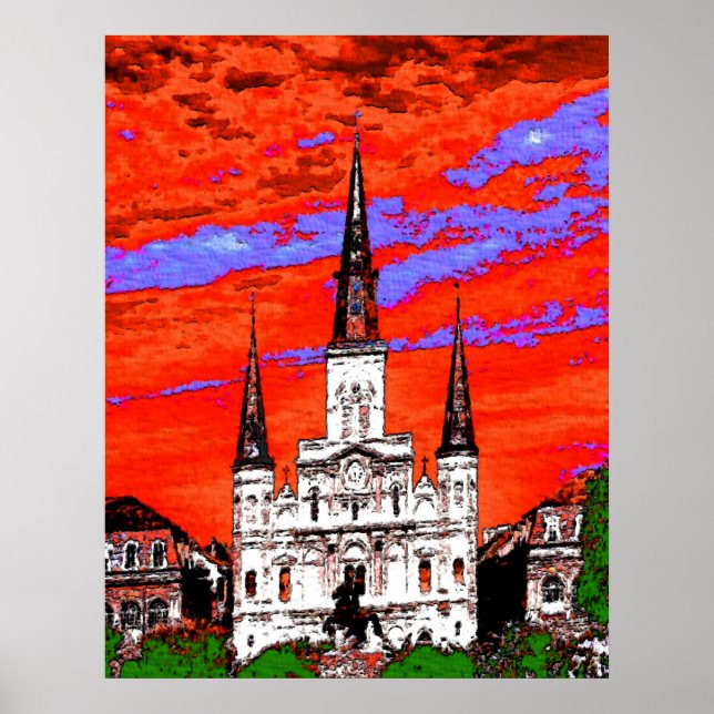 Katedral, New Orleans, Fauvist Färg Poster (Framsidan)
