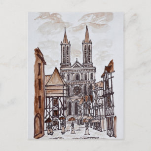 Katedral & normandiska hus Quimper, Frankrike Vykort