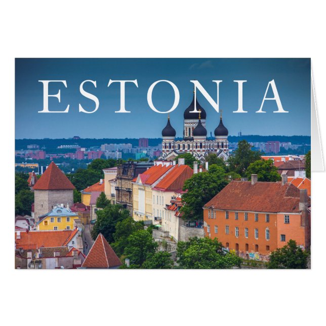 Katedral och Cityscape| Estland Hälsningskort (Framsidan Horizontal)