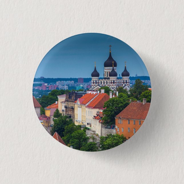 Katedral och Cityscape| Estland Knapp (Framsida)
