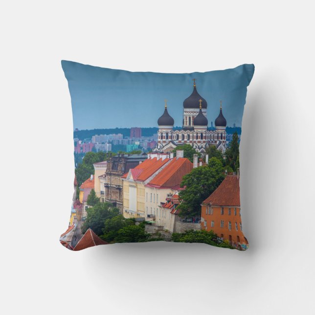 Katedral och Cityscape| Estland Kudde (Framsida)