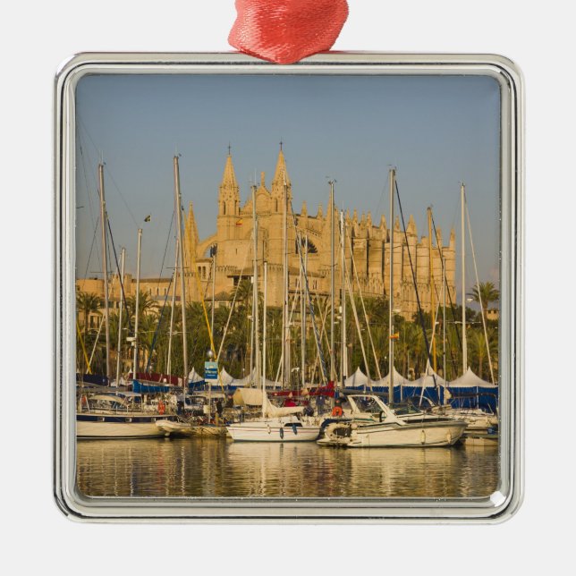 Katedral och marina, Palma, Mallorca, Spanien 2 Julgransprydnad Metall (Framsidan)