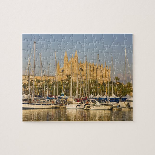 Katedral och marina, Palma, Mallorca, Spanien 2 Pussel (Horisontell)