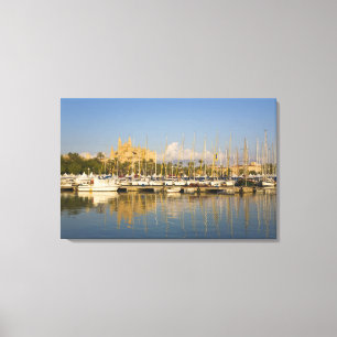 Katedral och marina, Palma, Mallorca, Spanien Canvastryck