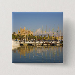 Katedral och marina, Palma, Mallorca, Spanien Knapp