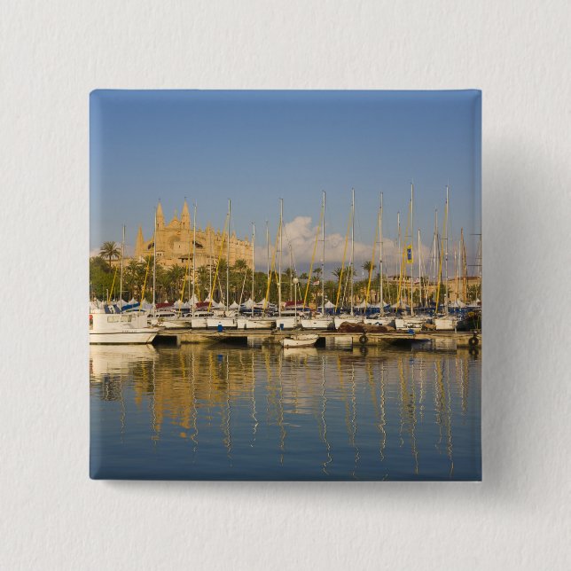 Katedral och marina, Palma, Mallorca, Spanien Knapp (Framsida)