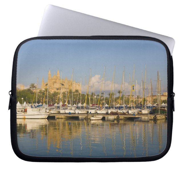 Katedral och marina, Palma, Mallorca, Spanien Laptop Sleeve (Framsidan)