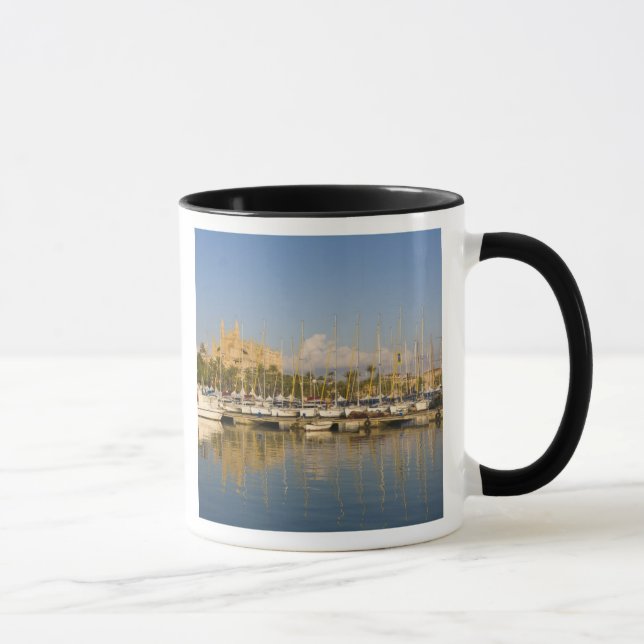 Katedral och marina, Palma, Mallorca, Spanien Mugg (Höger)