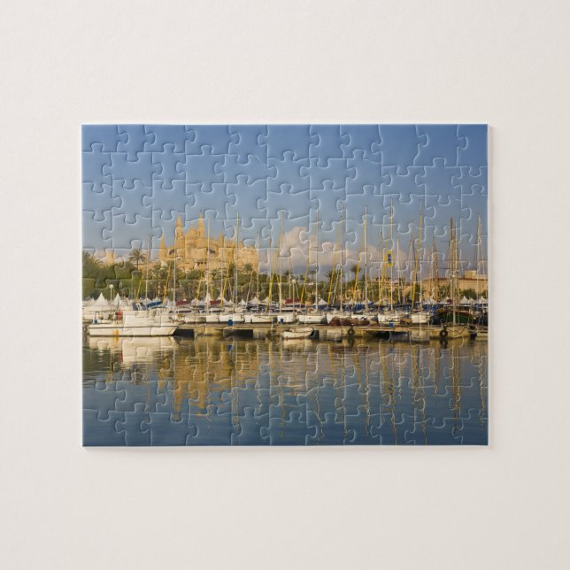 Katedral och marina, Palma, Mallorca, Spanien Pussel (Horisontell)