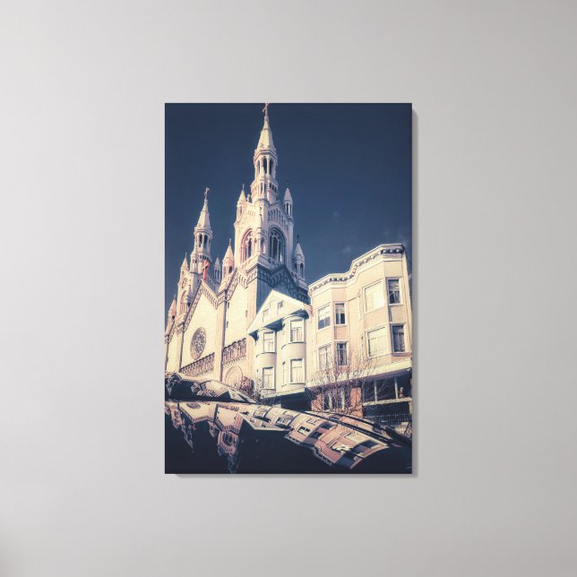 Katedral och stadsbild canvastryck (Framsida)