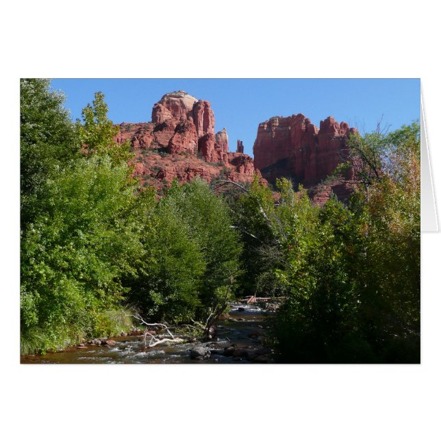 Katedralberg och ström i Sedona Arizona Hälsningskort (Framsidan Horizontal)