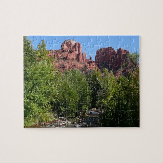 Katedralberg och ström i Sedona Arizona Pussel (Horisontell)