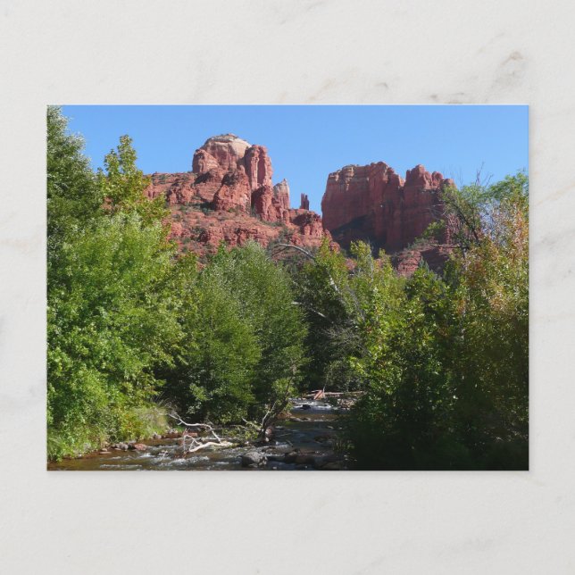 Katedralberg och ström i Sedona Arizona Vykort (Framsida)